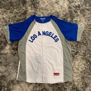 Los Angeles Arena Gear Baseball Jersey White And Blue Men’s 2XL